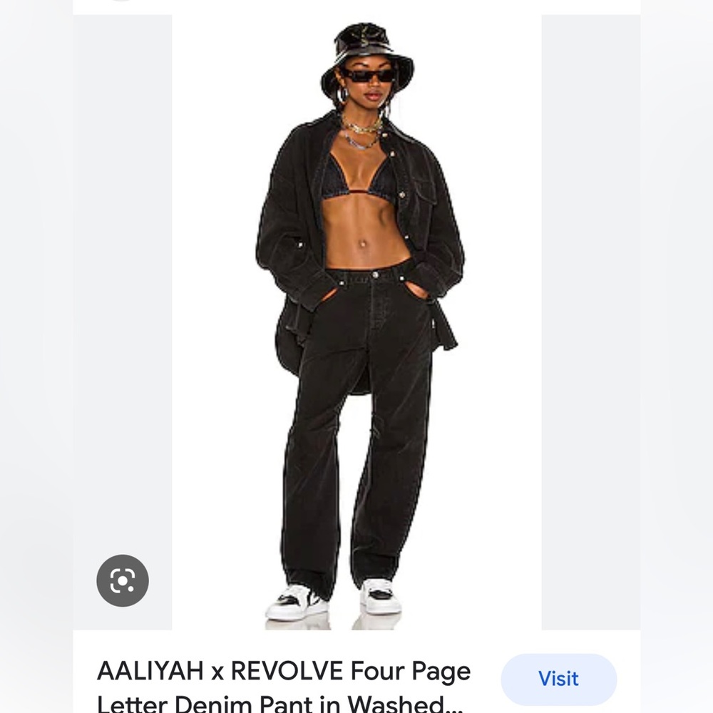 NWT Aaliyah x Revolve four page letter black denim pant size 27
